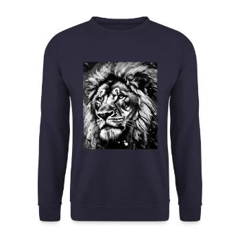 Lion Portrait - Unisex Sweatshirt - navy - Front - Alina (178cm) & Michal (187cm)