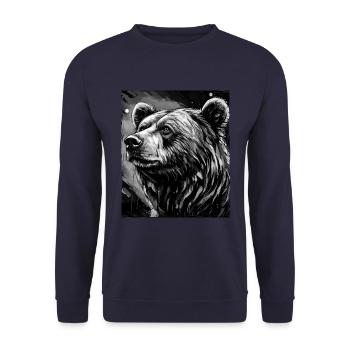 Bär Porträt - Unisex Pullover - Navy - Vorne - Alina (178cm) & Michal (187cm)