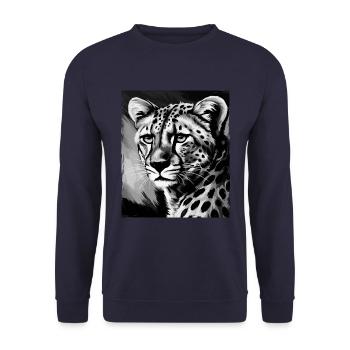 Gepard Porträt - Unisex Pullover - Navy - Vorne - Alina (178cm) & Michal (187cm)