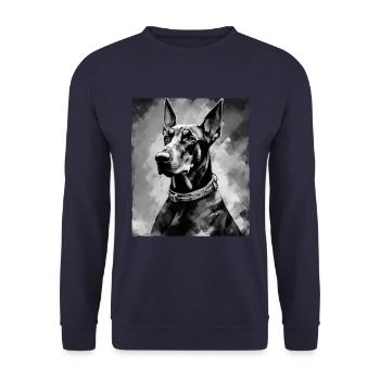 Portrait de chien doberman - Sweat-shirt Unisexe - marine - Devant - Alina (178cm) & Michal (187cm)