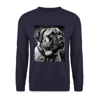 Mastiff Hund Porträt - Unisex Pullover - Navy - Vorne - Alina (178cm) & Michal (187cm)