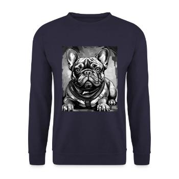 French Bulldog Dog Portrait - Unisex Sweatshirt - navy - Front - Alina (178cm) & Michal (187cm)