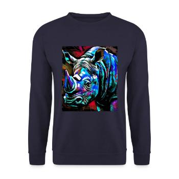 Rhinoceros Portrait - Unisex Sweatshirt - navy - Front - Alina (178cm) & Michal (187cm)