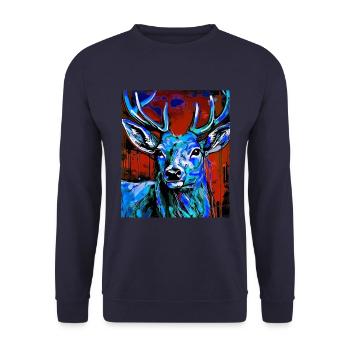 Deer Portrait - Unisex Sweatshirt - navy - Front - Alina (178cm) & Michal (187cm)
