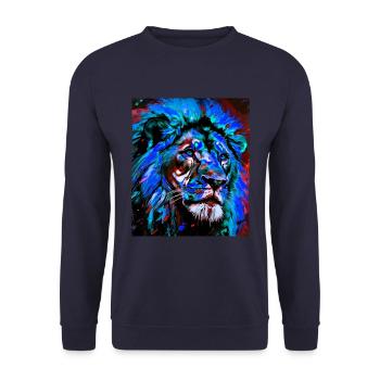 Lion Portrait - Unisex Sweatshirt - navy - Front - Alina (178cm) & Michal (187cm)