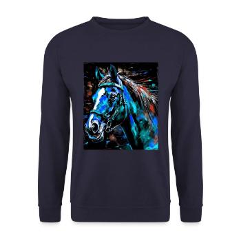 Pferd Porträt - Unisex Pullover - Navy - Vorne - Alina (178cm) & Michal (187cm)