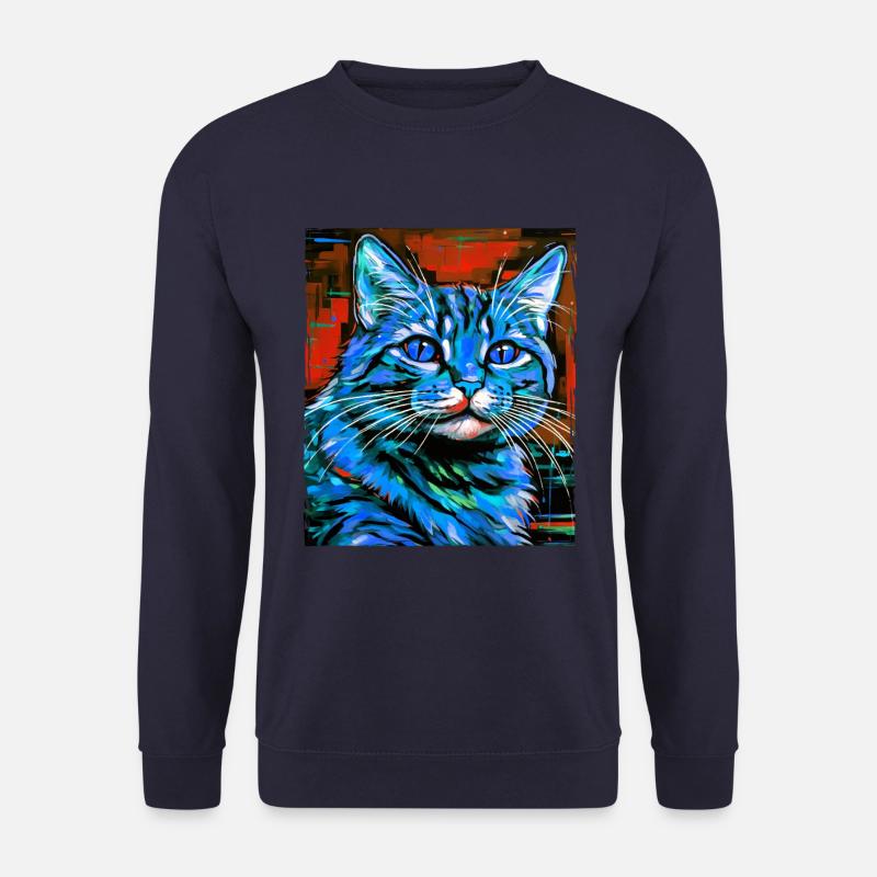 Katze Porträt - Unisex Pullover - Navy