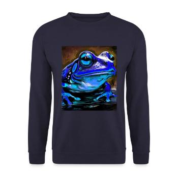 Frosch Porträt - Unisex Pullover - Navy - Vorne - Alina (178cm) & Michal (187cm)