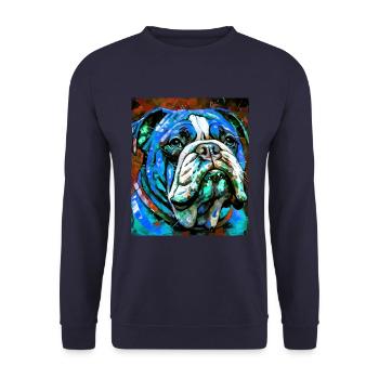 Portrait de chien bouledogue - Sweat-shirt Unisexe - marine - Devant - Alina (178cm) & Michal (187cm)