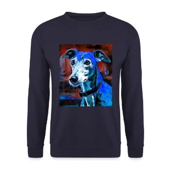 Greyhound Dog Portrait - Unisex Sweatshirt - navy - Front - Alina (178cm) & Michal (187cm)