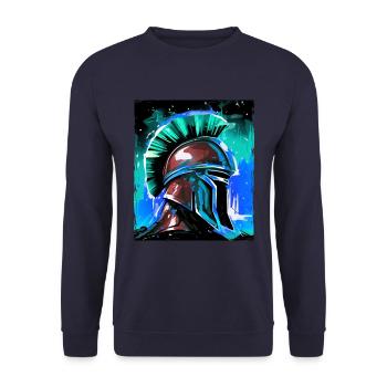 Spartan Warrior Sparta Helmet - Unisex Sweatshirt - navy - Front - Alina (178cm) & Michal (187cm)