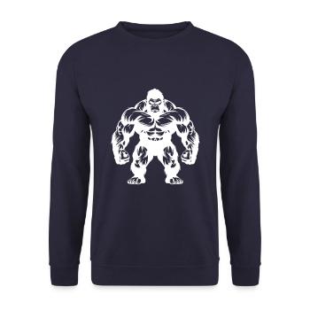 Gorilla Muskeln Fitness Gym - Unisex Pullover - Navy - Vorne - Alina (178cm) & Michal (187cm)