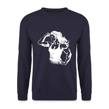 Woman Muscles Gym Bodybuilding Fitness - Unisex Sweatshirt - navy - Front - Alina (178cm) & Michal (187cm)
