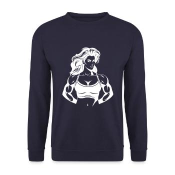 Woman Muscles Bodybuilding Fitness Gym - Unisex Sweatshirt - navy - Front - Alina (178cm) & Michal (187cm)