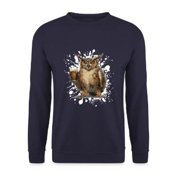 Eule Bier Lustig - Unisex Pullover - Navy - Vorne - Alina (178cm) & Michal (187cm)