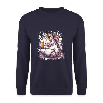 Licorne Bière Drôle - Sweat-shirt Unisexe - marine - Devant - Alina (178cm) & Michal (187cm)