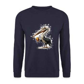 Pelican Bird Beer Funny - Unisex Sweatshirt - navy - Front - Alina (178cm) & Michal (187cm)