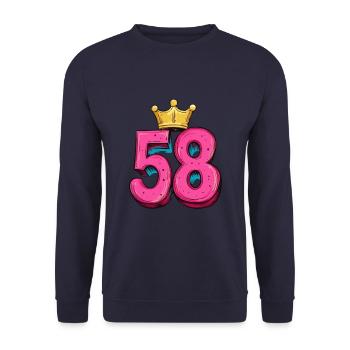 58 Nombre Couronne - Sweat-shirt Unisexe - marine - Devant - Alina (178cm) & Michal (187cm)
