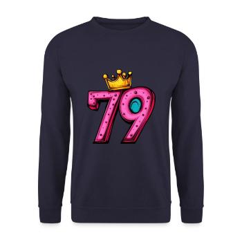 79 Nombre Couronne - Sweat-shirt Unisexe - marine - Devant - Alina (178cm) & Michal (187cm)