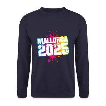 Mallorca 2025 Bunt Klecks - Unisex Pullover - Navy - Vorne - Alina (178cm) & Michal (187cm)