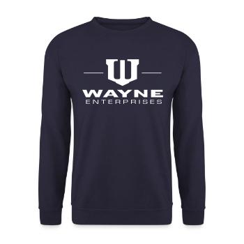 Batman Wayne Enterprises Logo - Unisex Pullover - Navy - Vorne - Alina (178cm) & Michal (187cm)
