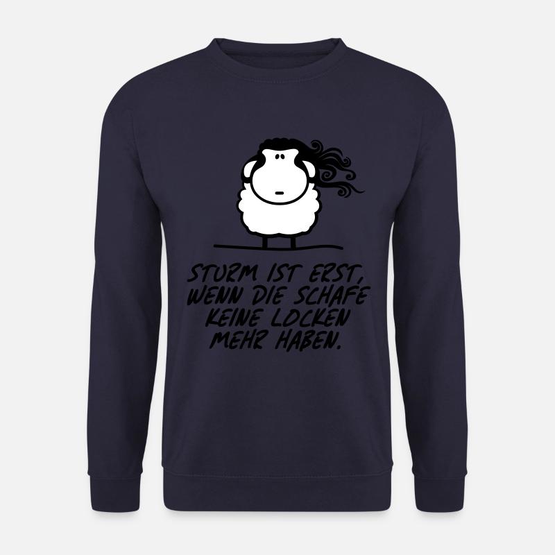 Sturm ist erst wenn Schafe keine Locken Spruch - Unisex Pullover - Navy