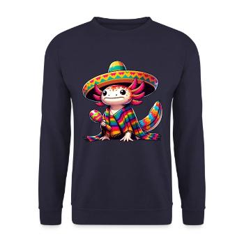 Cinco de Mayo Axolotl: Feierliches Design - Unisex Pullover - Navy - Vorne - Alina (178cm) & Michal (187cm)