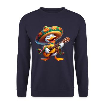 Cinco de Mayo Duck Guitarist - Unisex Sweatshirt - navy - Front - Alina (178cm) & Michal (187cm)