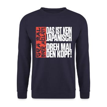 Das ist kein Japanisch Geh mal Bier holen Malle - Unisex Pullover - Navy - Vorne - Alina (178cm) & Michal (187cm)