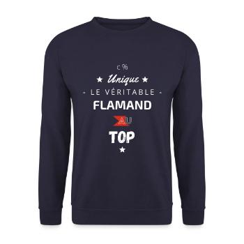Le véritable flamand - Sweat-shirt Unisexe - marine - Devant - Alina (178cm) & Michal (187cm)