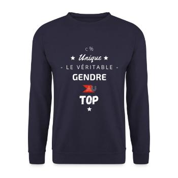 Le Véritable gendre au top - Sweat-shirt Unisexe - marine - Devant - Alina (178cm) & Michal (187cm)