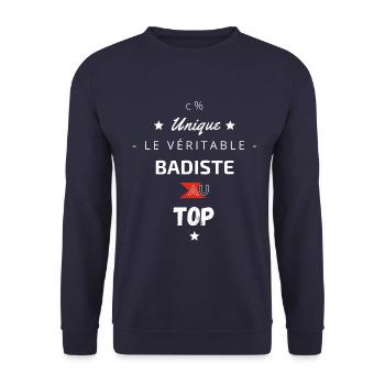 Le véritable Badiste au top - Sweat-shirt Unisexe - marine - Devant - Alina (178cm) & Michal (187cm)