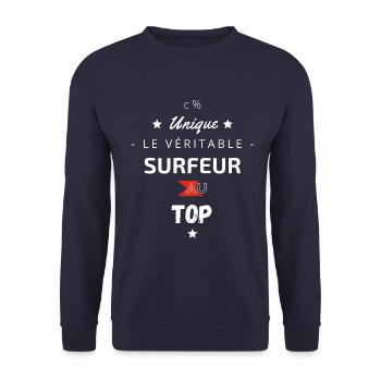 Le véritable surfeur au top - Sweat-shirt Unisexe - marine - Devant - Alina (178cm) & Michal (187cm)