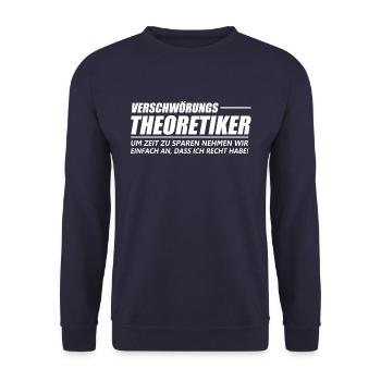 Verschwörungstheoretiker - Unisex Pullover - Navy - Vorne - Alina (178cm) & Michal (187cm)