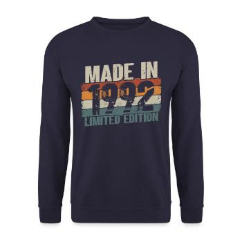 Born in 1992 29 Birthday Gift - Unisex Sweatshirt - navy - Front - Alina (178cm) & Michal (187cm)