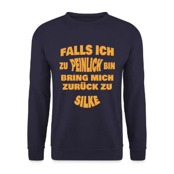 Zu peinlich zurück an Silke - Unisex Pullover - Navy - Vorne - Alina (178cm) & Michal (187cm)