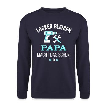Locker bleiben Papa macht das schon - Unisex Pullover - Navy - Vorne - Alina (178cm) & Michal (187cm)