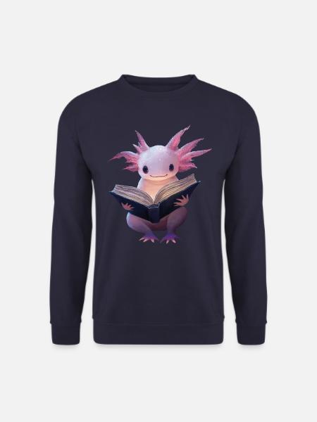 Axolotl liest Buch - Unisex Pullover - Navy
