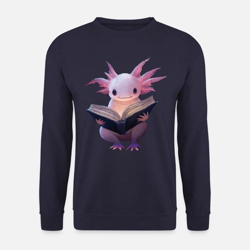 Axolotl reads book - Unisex Sweatshirt - navy