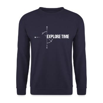 ExploreTime - Unisex Pullover - Navy - Vorne - Alina (178cm) & Michal (187cm)
