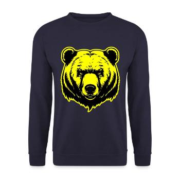 Bär Grizzly Kopf - Unisex Pullover - Navy - Vorne - Alina (178cm) & Michal (187cm)