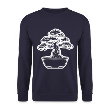Bonsai Tree Symbol - Unisex Sweatshirt - navy - Front - Alina (178cm) & Michal (187cm)