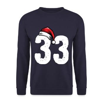 33 Zahl Weihnachten - Unisex Pullover - Navy - Vorne - Alina (178cm) & Michal (187cm)