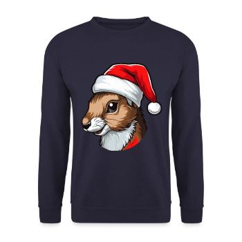 Squirrel Christmas Animal Head - Unisex Sweatshirt - navy - Front - Alina (178cm) & Michal (187cm)