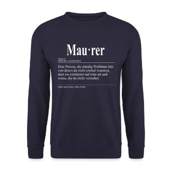 Maurer Lustige Berufs Definition - Unisex Pullover - Navy - Vorne - Alina (178cm) & Michal (187cm)