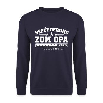 Beförderung zum Opa 2025 loading - Unisex Pullover - Navy - Vorne - Alina (178cm) & Michal (187cm)