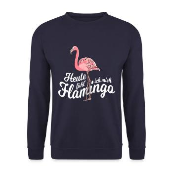 Heute fühl ich mich Flamingo (weiss) - Unisex Pullover - Navy - Vorne - Alina (178cm) & Michal (187cm)