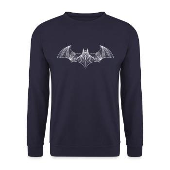 Batman Logo Drawing weiß - Unisex Pullover - Navy - Vorne - Alina (178cm) & Michal (187cm)