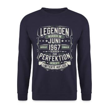 Juni 1967 Jahrgang geboren Geburtstag Geschenk - Unisex Pullover - Navy - Vorne - Alina (178cm) & Michal (187cm)