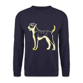 Airedale Terrier Hund Silhouette - Unisex Pullover - Navy - Vorne - Alina (178cm) & Michal (187cm)